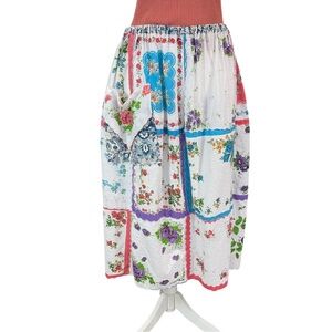 Auntie M Upcycled One-of-a-Kind Handmade Hankie Wearable Art Midi Skirt